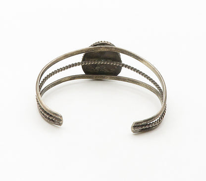 NAVAJO 925 Sterling Silver  Vintage Turquoise Split Twist Cuff Bracelet BT6534
