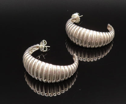 JOHN HARDY 925 Silver  Vintage Graduated Scalloped Open Hoop Earrings  EG12233