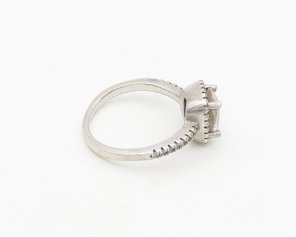 925 Sterling Silver  Vintage Cubic Zirconia Solitaire Accent Ring Sz 8 RG17951