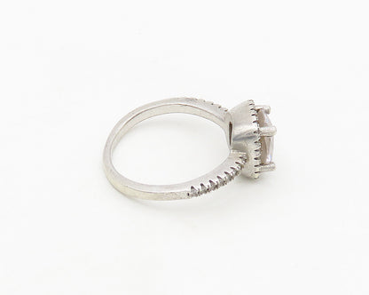 925 Sterling Silver  Vintage Cubic Zirconia Solitaire Accent Ring Sz 8 RG17951