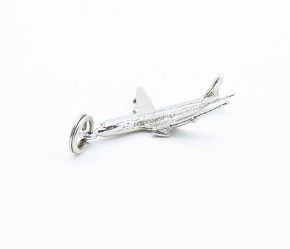 925 Sterling Silver  Vintage Shiny Petite Airplane Motif Drop Pendant  PT4213