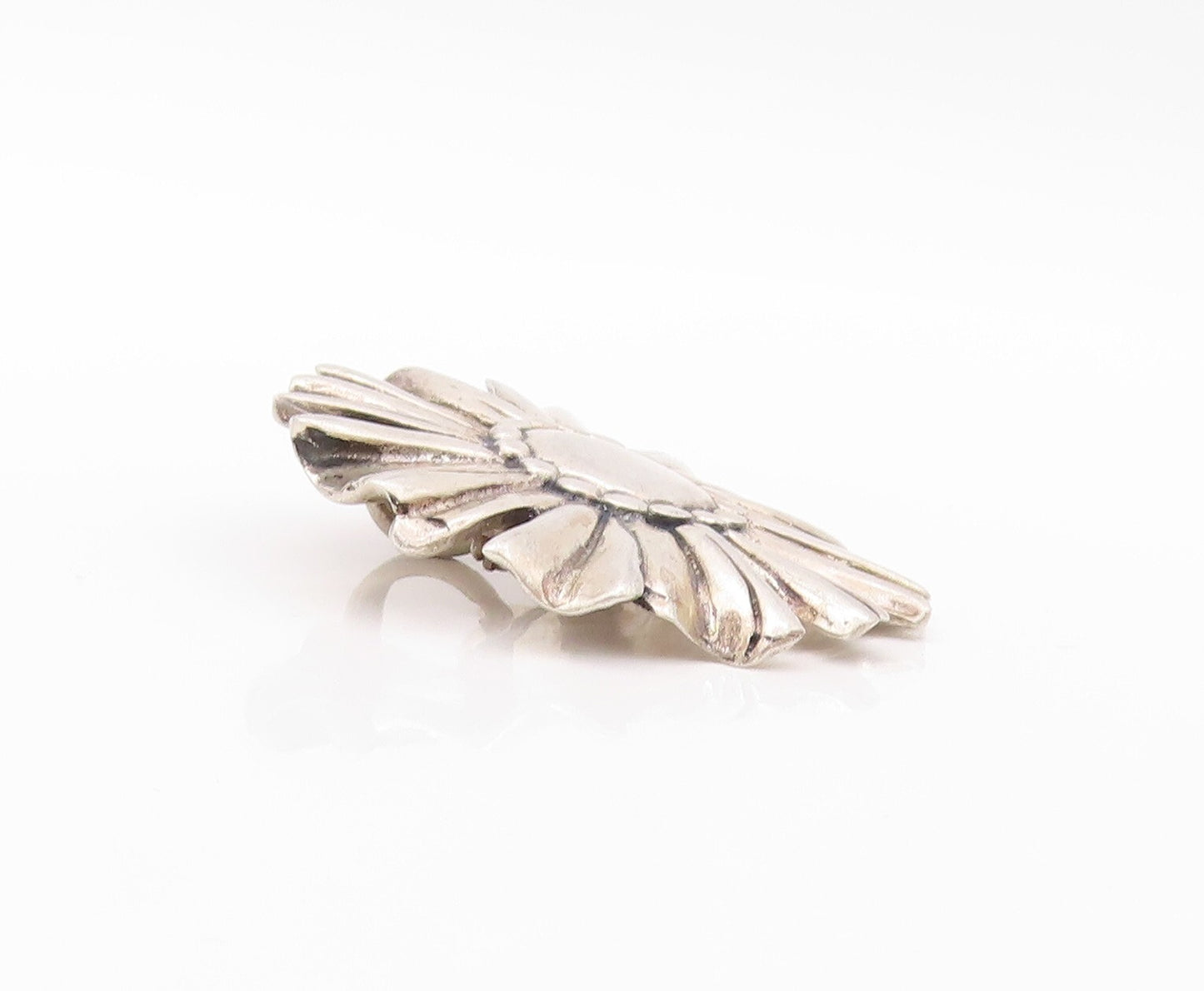 925 Sterling Silver Vintage Brooch Pin MEXICO Brutalist Carved Flower  BP11173