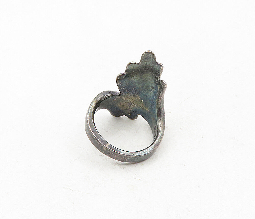 925 Sterling Silver  Vintage Oxidized Fluted Bypass Band Ring Sz 6  RG9083