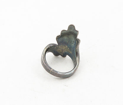 925 Sterling Silver  Vintage Oxidized Fluted Bypass Band Ring Sz 6  RG9083