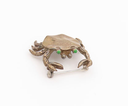 925 Sterling Silver Vintage Brooch Pin Classic Turquoise Eye Crab Cutout BP12630