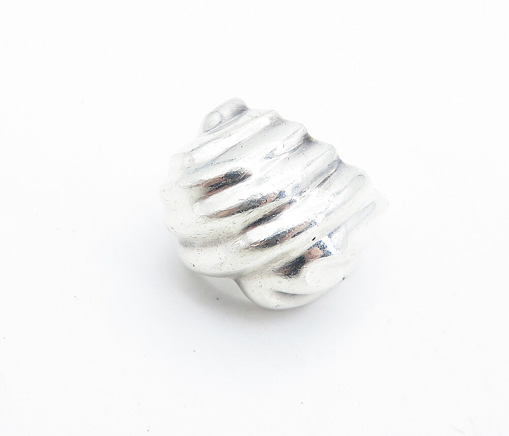 MEXICO 925 Silver  Vintage Shiny Polished Fluted Dome Band Ring Sz 7  RG6971