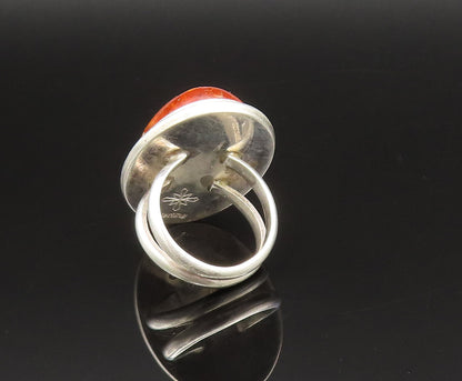 925 Silver  Vintage Cabochon Baltic Amber Split Shank Ring Sz 6  RG25484