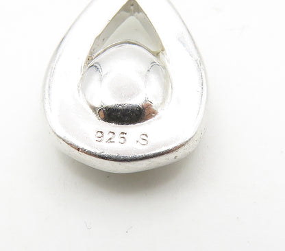 925 Sterling Silver  Shiny Blue & White Topaz Tear Drop Pendant  PT12811