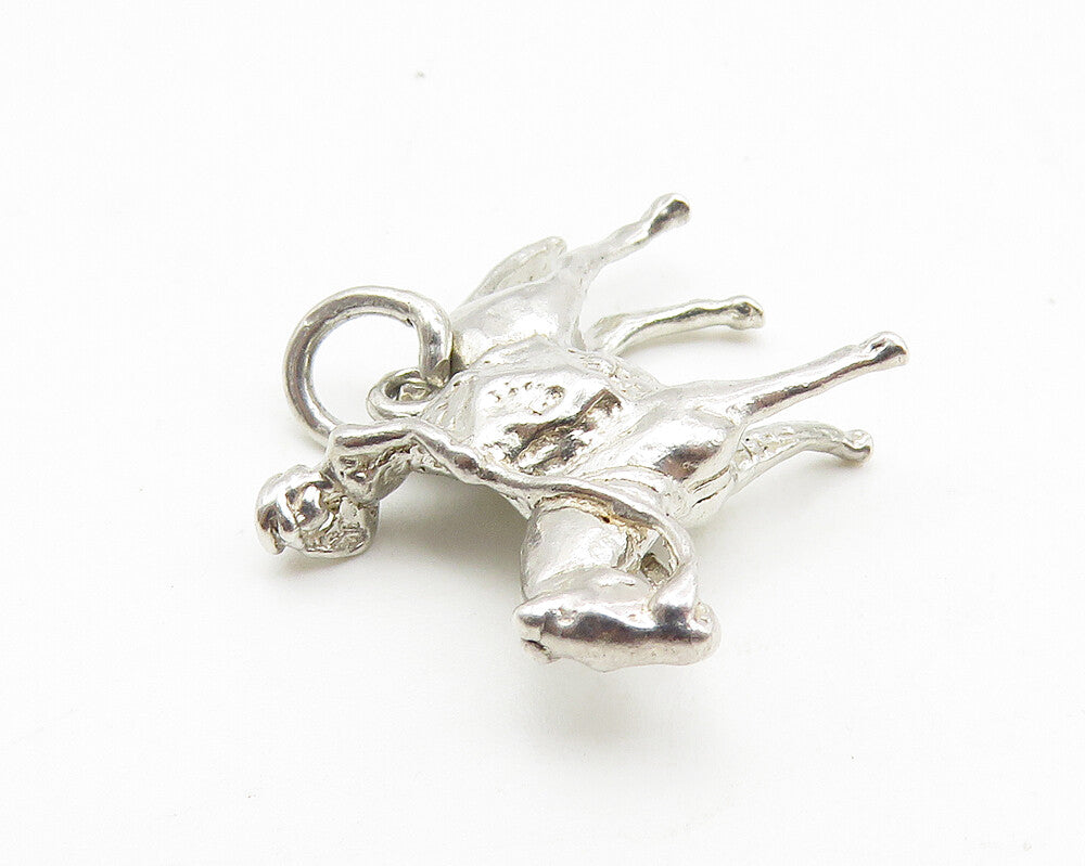 925 Sterling Silver  Vintage Petite Shiny Man On Horse Drop Pendant  PT6827