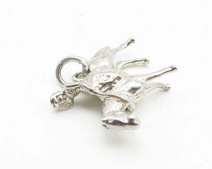 925 Sterling Silver  Vintage Petite Shiny Man On Horse Drop Pendant  PT6827