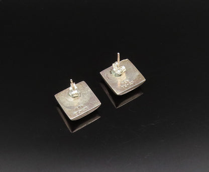 MEXICO 925 Silver  Vintage Inlaid Black Onyx Square Stud Earrings  EG12140