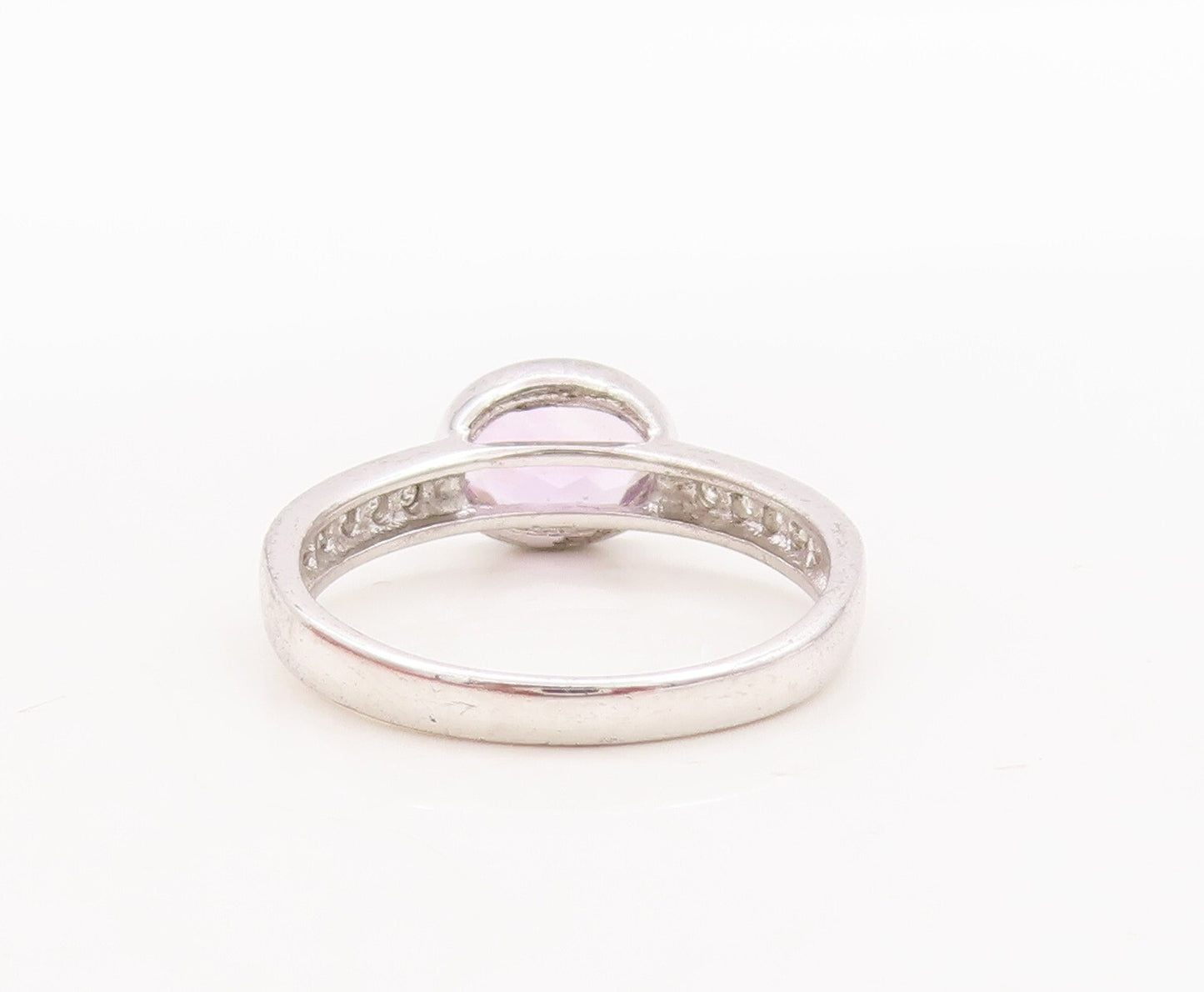 925 Sterling Silver Vintage Ring Oval Gemstones & Real Diamonds  Sz 7  RG29447