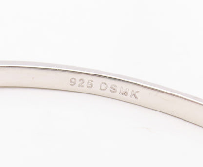 925 Sterling Silver Vintage Bracelet Oval Green Halo White CZ Bangle  BT10709