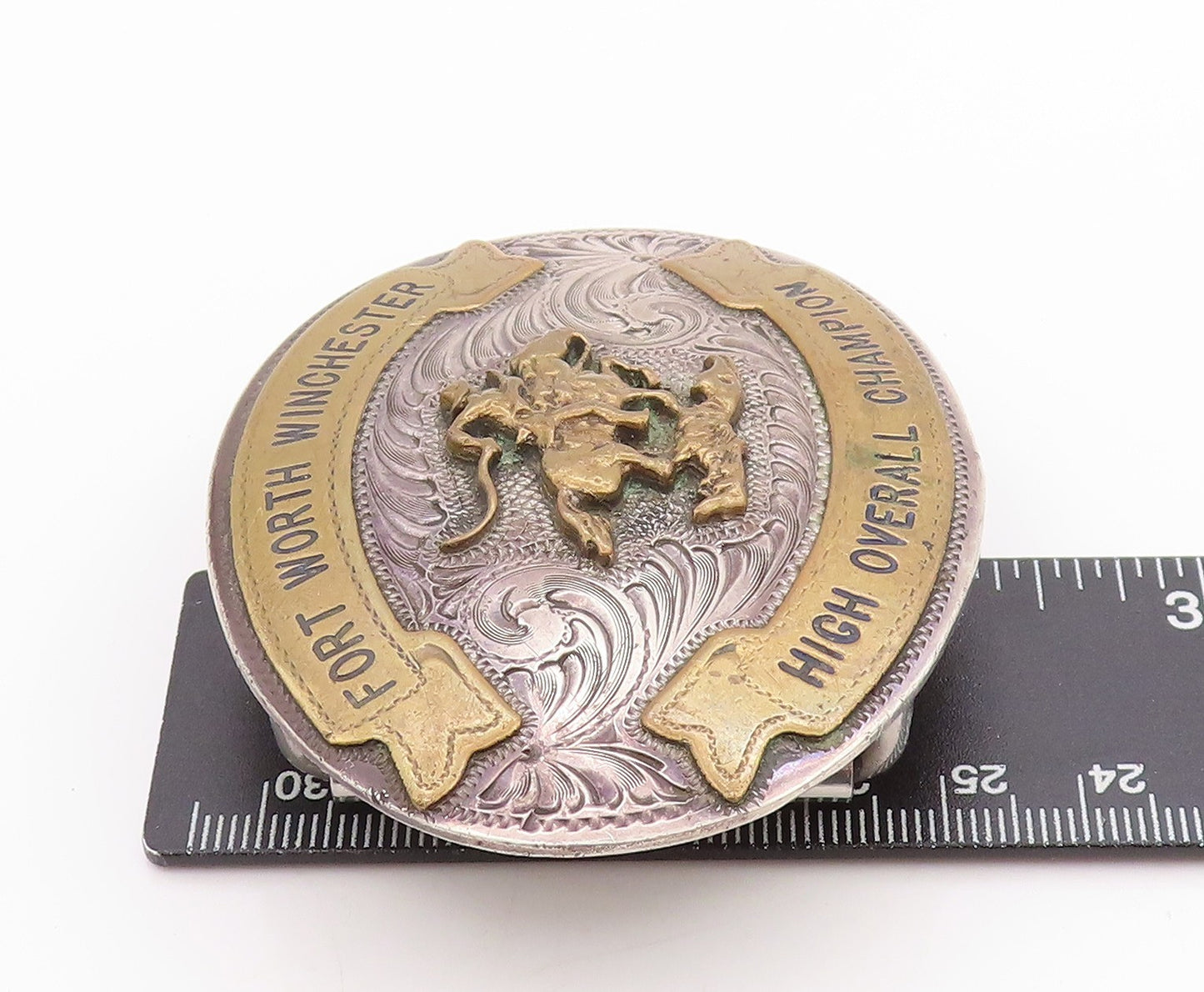 925 Sterling Silver Vintage Belt Buckle Winchester American Shotgunner   TR3964