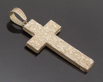 925 Sterling Silver Vintage Pendant Hammered Solid Religious Cross  PT22489