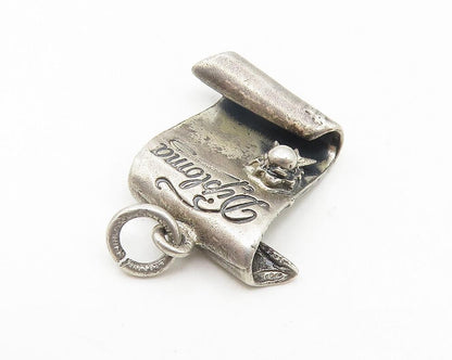 925 Sterling Silver  Vintage Oxidized Graduate's Diploma Drop Pendant  PT8934