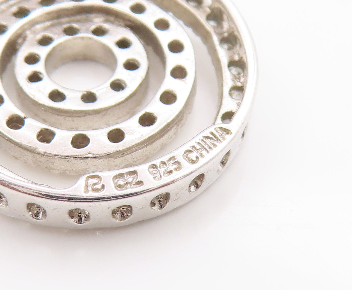 925 Sterling Silver Vintage Pendant Sparkling CZ Cosmic Circles Charm  PT25034