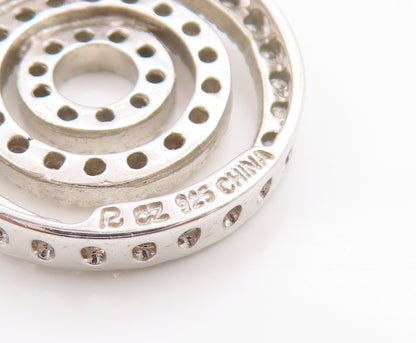 925 Sterling Silver Vintage Pendant Sparkling CZ Cosmic Circles Charm  PT25034