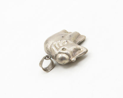 925 Sterling Silver  Vintage Hollow Elephant Dark Tone Drop Pendant  PT14187