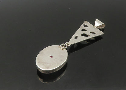 925 Sterling Silver   Vintage Cabochon Cut Agate Cutout Pendant  PT18282