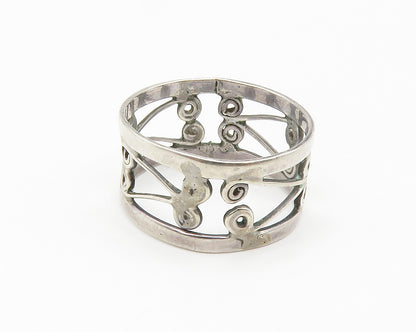 MEXICO 925 Sterling Silver  Vintage Shiny Open Swirl Band Ring Sz 6.5  RG14748