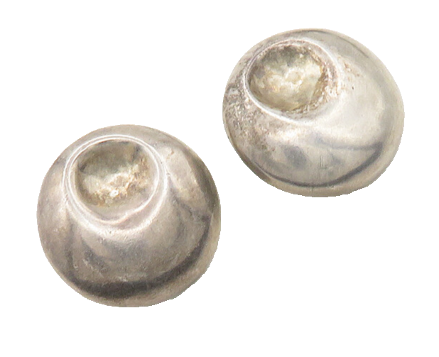 925 Sterling Silver  Vintage Shiny Round Button Drop Earrings  EG9713
