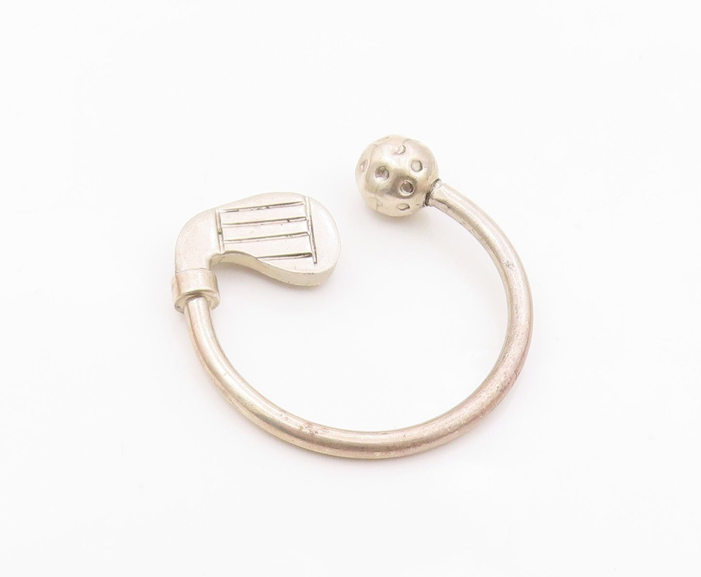 MEXICO 925 Sterling Silver  Vintage Golf Ball & Club Sports Key Ring  TR1948