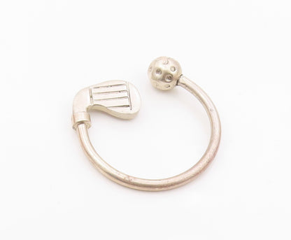 MEXICO 925 Sterling Silver  Vintage Golf Ball & Club Sports Key Ring  TR1948