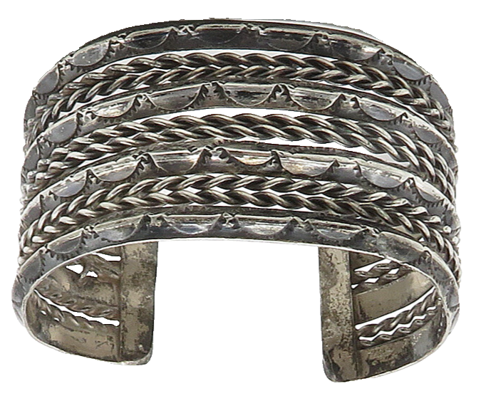 NAVAJO 925 Sterling Silver  Vintage Wheat Twist Split Cuff Bracelet  BT6383
