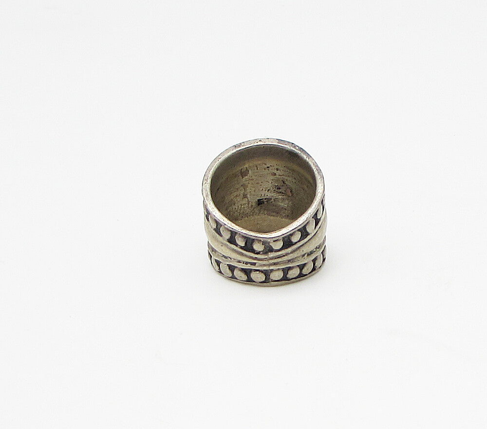 925 Sterling Silver  Vintage Pebbled Edges Thick Band Ring Sz 5.5  RG3368