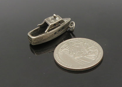 925 Sterling Silver  Vintage Dark Tone Tug Boat Motif Pendant  PT16919