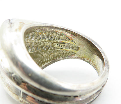 925 Sterling Silver  Vintage Modernist Fluted Dome Band Ring Sz 7  RG4359