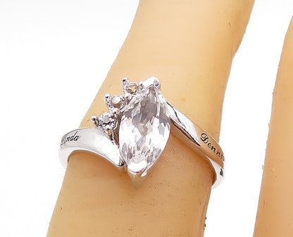 925 Sterling Silver  Cubic Zirconia Linda & Dennis Band Ring Sz 6  RG6071