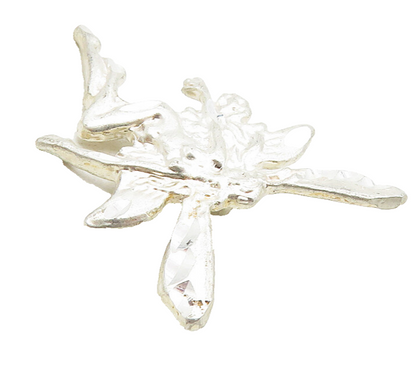 925 Sterling Silver  Vintage Diamond Cut Flying Fairy Lady Pendant  PT7241