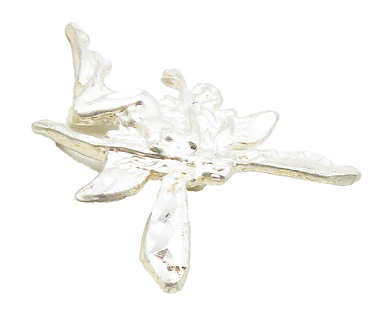 925 Sterling Silver  Vintage Diamond Cut Flying Fairy Lady Pendant  PT7241