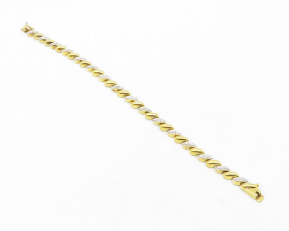 ROSS SIMON 925 Silver  Genuine Diamonds 2 Tone Twist Chain Bracelet  BT5006