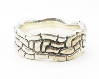 925 Sterling Silver  Vintage Shiny Cobble Pattern Bangle Bracelet  BT5332