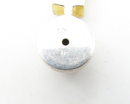 925 Sterling Silver  Blue Pearl & Black Onyx 2 Tone Hinge Drop Pendant  PT8090