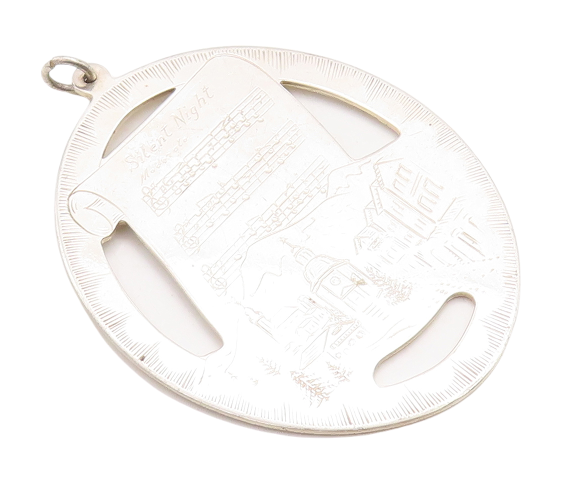 925 Sterling Silver Vintage Pendant LUNT Etched Christmas Wishes  PT23695