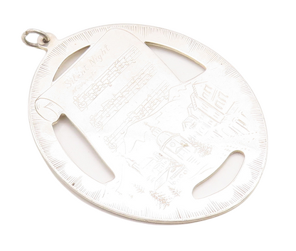 925 Sterling Silver Vintage Pendant LUNT Etched Christmas Wishes  PT23695