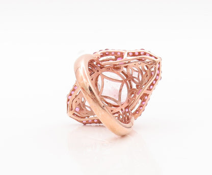925 Sterling Silver Vintage Ring Rose Gold Plated Pink Topaz  Sz 8  RG29782