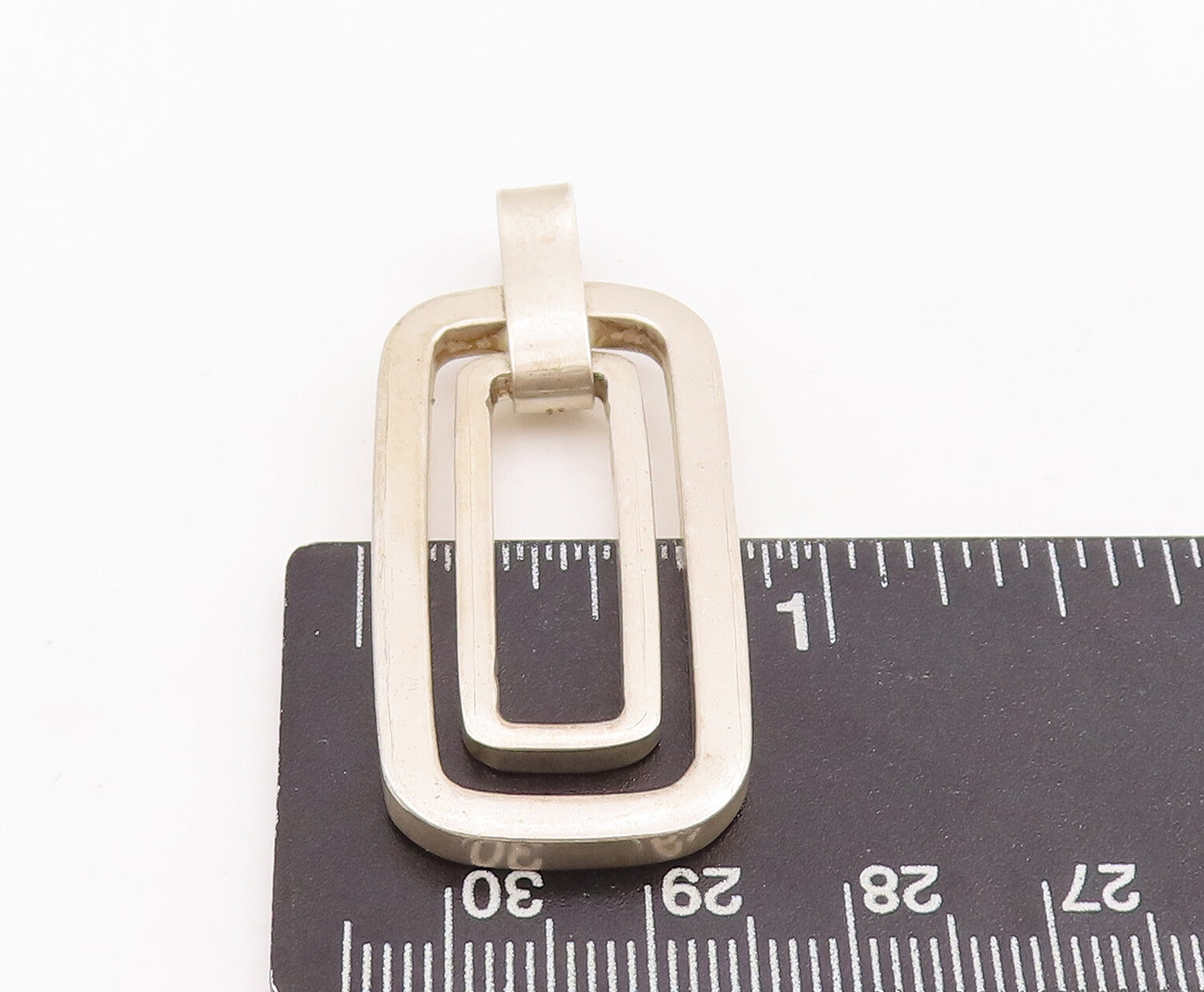 925 Sterling Silver Vintage Pendant Double Dangling Cutout Rectangles   PT22874