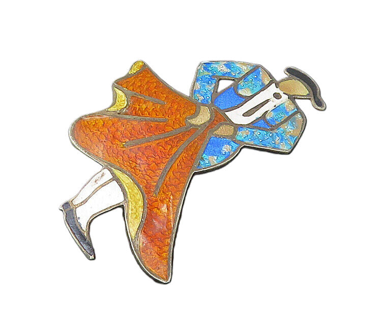 J. FREDERICO MEXICO 925 Silver  Vintage Enamel Bull Fighter Brooch Pin  BP6746