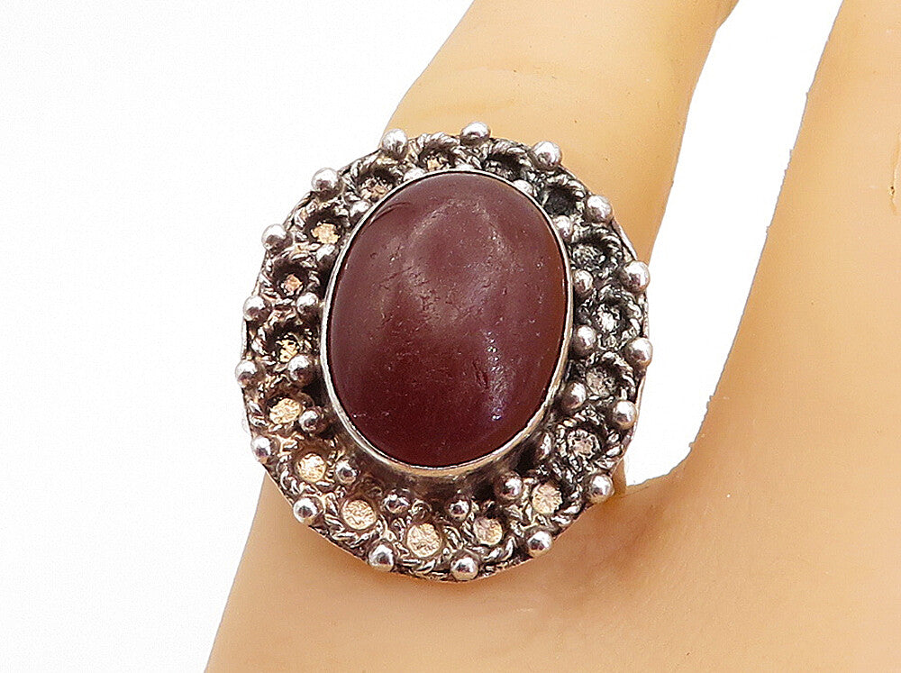 925 Sterling Silver  Vintage Cabochon Cut Jasper Cocktail Ring Sz 8  RG5167
