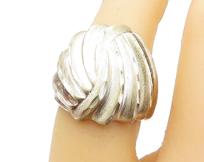 925 Sterling Silver  Vintage Modernist Shiny Etched Band Ring Sz 6  RG4241