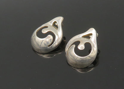 ISRAEL 925 Sterling Silver  Vintage Shiny Cutout Design Drop Earrings  EG11159