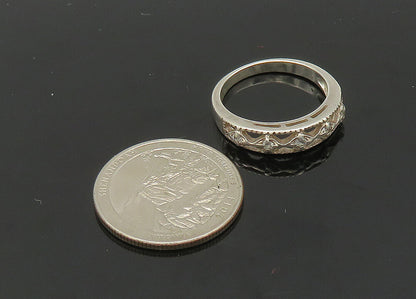 AVON 925 Silver  Vintage Topaz Diamond Shape Pattern Band Ring Sz 8  RG20756