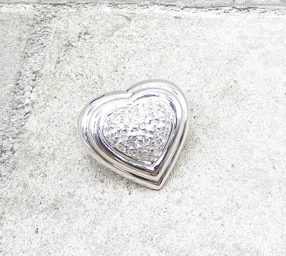 925 Sterling Silver  White Cubic Zirconia Love Heart Slider Pendant  PT1370
