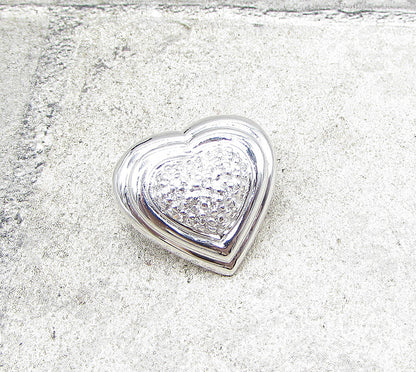 925 Sterling Silver  White Cubic Zirconia Love Heart Slider Pendant  PT1370