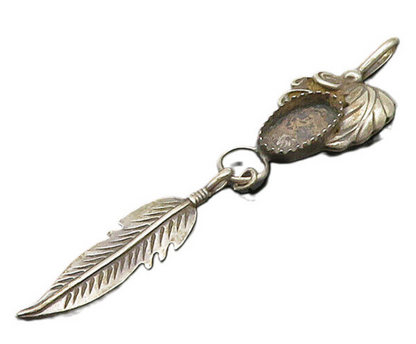 H. SPENCER NAVAJO 925 Silver  Vintage Floral Leaf Feather Pendant  PT16496